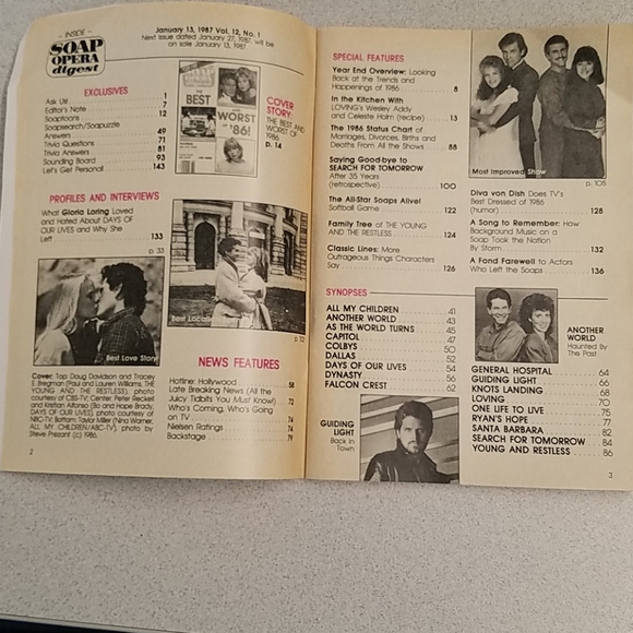 Vintage Soap Opera Digest January 13, 1987 - Picture 2 of 3